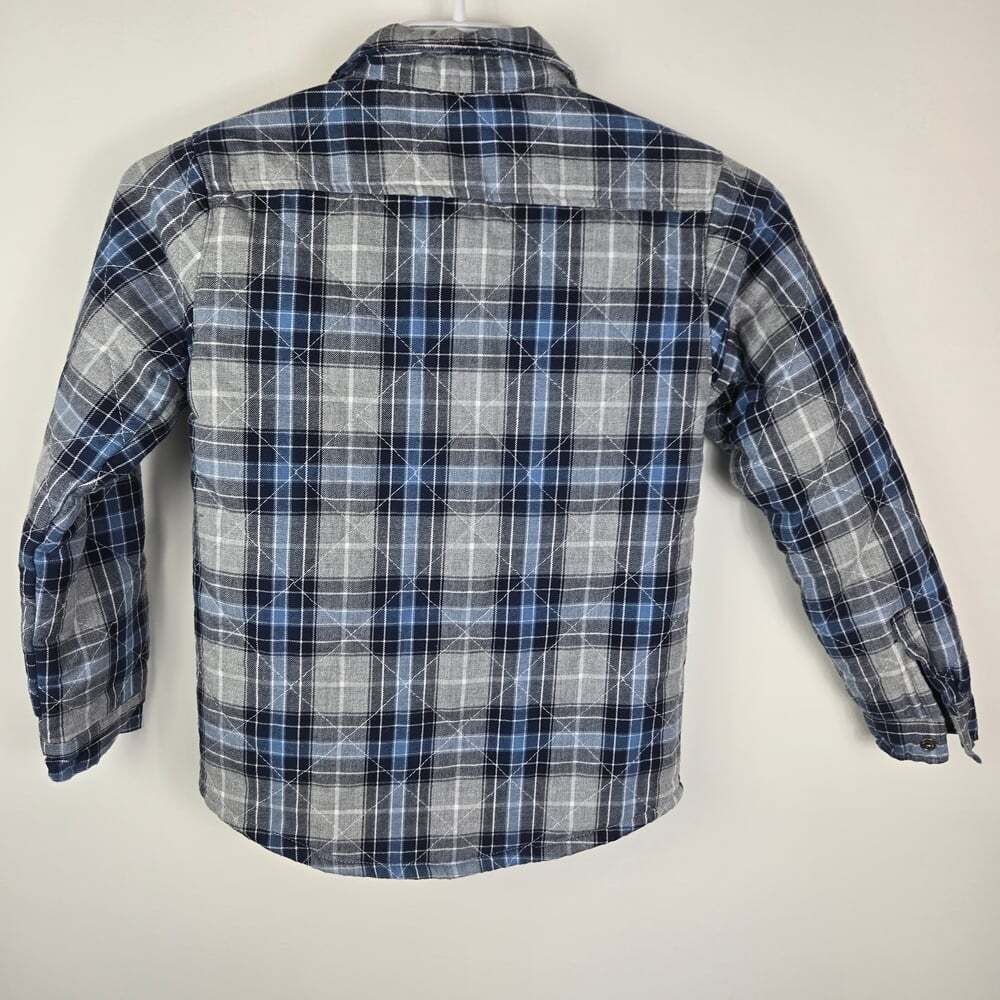 Sovereign Code Kids Blue/Gray Plaid Snap-Up Flannel Lined Light Shirt Jacket 5Y - Picture 8 of 8